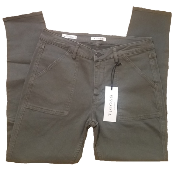 VIGOSS Marley mid rise skinny green pants jeans